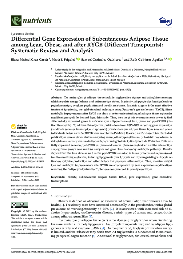 (PDF) Differential Gene Expression of Subcutaneous Adipose Tissue among ...