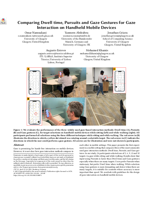 (PDF) Comparing Dwell time, Pursuits and Gaze Gestures for Gaze ...