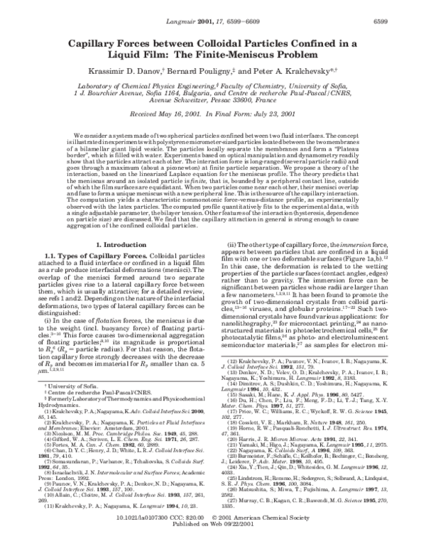 (PDF) Capillary Forces between Colloidal Particles Confined in a Liquid ...