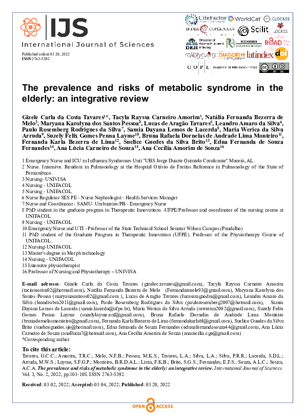 (PDF) The prevalence and risks of metabolic syndrome in the elderly: an ...