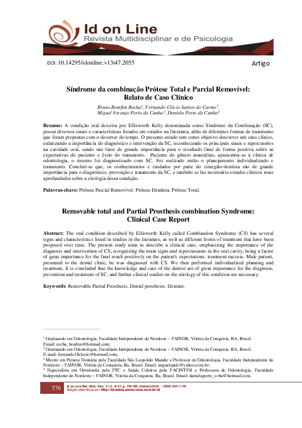 (PDF) Síndrome da combinação Prótese Total e Parcial Removível Relato