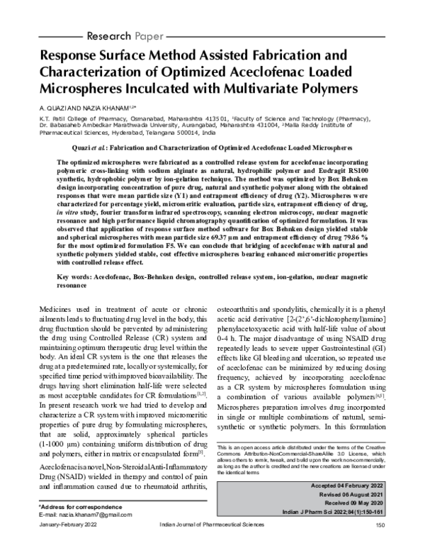 (PDF) Response Surface Method Assisted Fabrication and Characterization ...