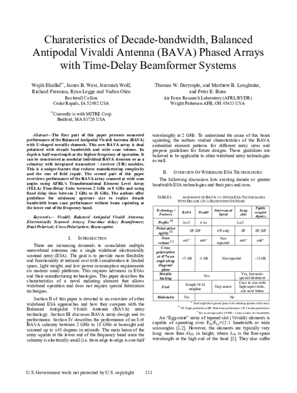 (PDF) Charateristics of decade-bandwidth, Balanced Antipodal Vivaldi ...