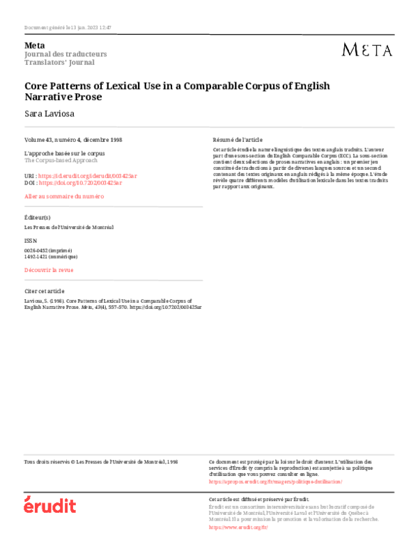 (PDF) Core Patterns of Lexical Use in a Comparable Corpus of English ...
