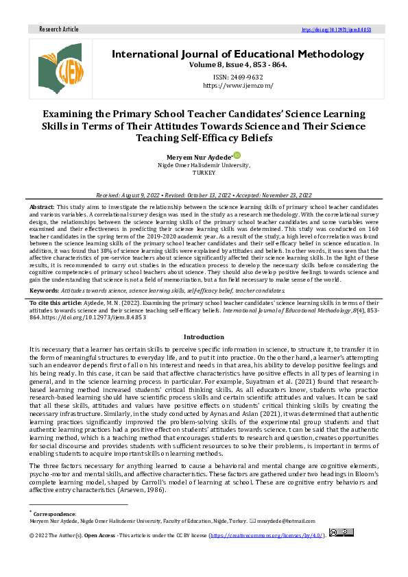 (PDF) Examining the Primary School Teacher Candidates’ Science Learning ...