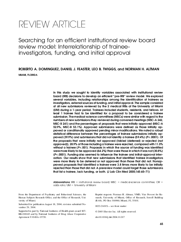 (PDF) Searching for an efficient institutional review board review ...