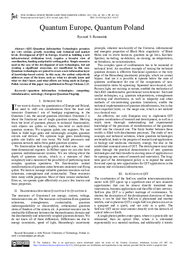 (PDF) Quantum Europe, Quantum Poland