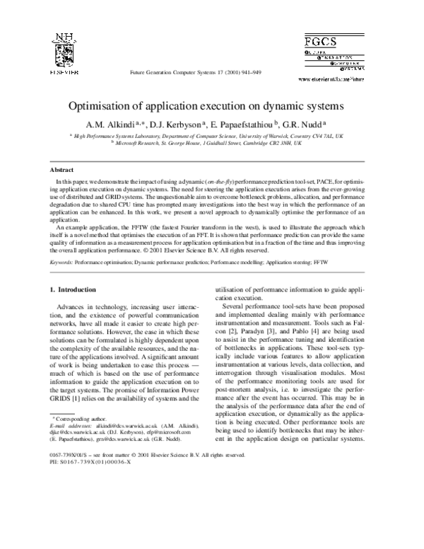 (PDF) Optimisation of application execution on dynamic systems