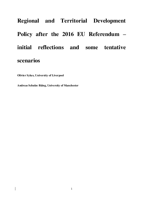 (PDF) Regional and territorial development policy after the 2016 EU ...