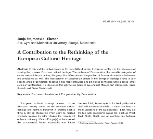 (PDF) A Contribution to the Rethinking of the European Cultural Heritage