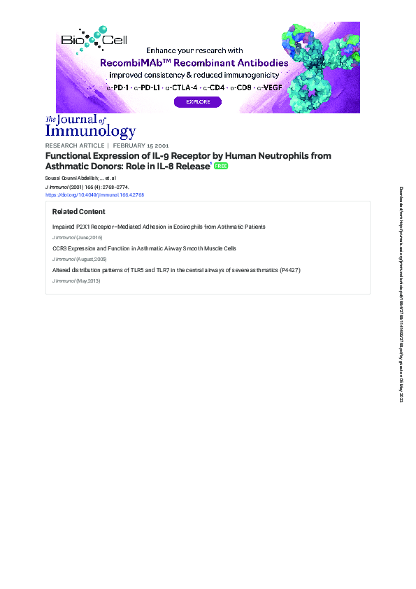 (PDF) Functional Expression of IL-9 Receptor by Human Neutrophils from ...