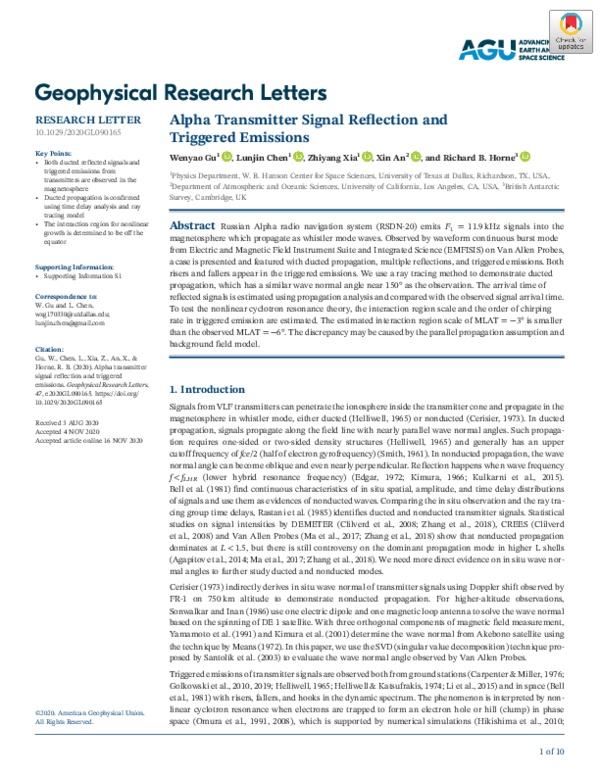(PDF) Alpha Transmitter Signal Reflection and Triggered Emissions