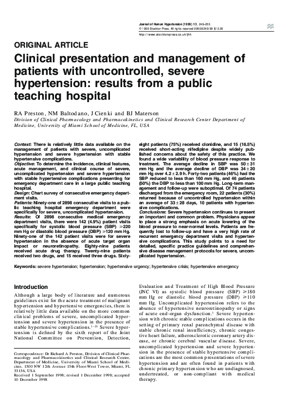 (PDF) Clinical presentation and management of patients with ...