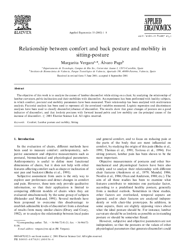 (PDF) Relationship between comfort and back posture and mobility in ...
