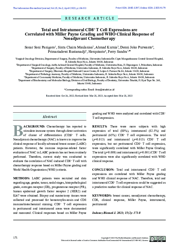(PDF) Total and Intratumoral CD8+ T Cell Expressions are Correlated ...