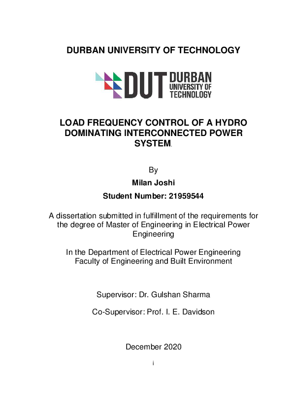 (PDF) Load frequency control of a hydro dominating interconnected power ...