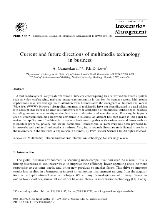 (PDF) Current and future directions of multimedia technology in business