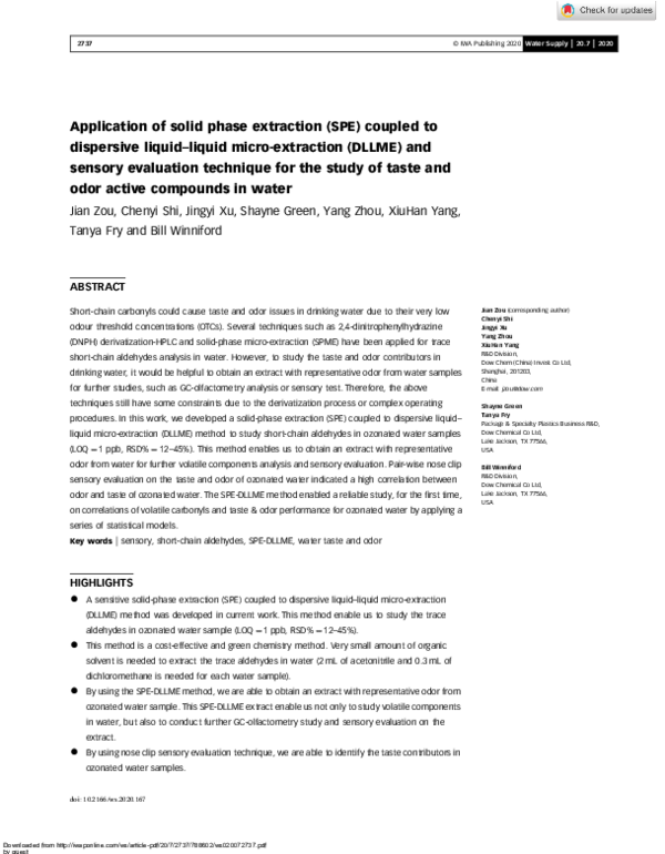 (PDF) Application of solid phase extraction (SPE) coupled to dispersive ...