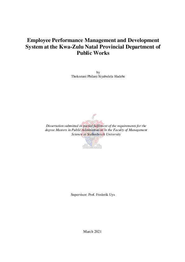 (PDF) Employee performance management and development system at the Kwa ...