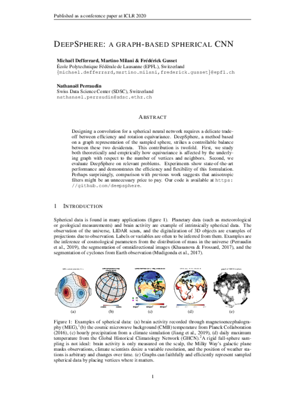 (PDF) D Eep S Phere : A Graph-Based Spherical CNN