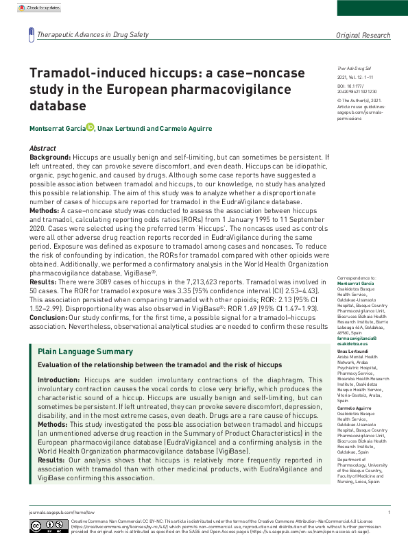 Photo inspiration: Visual Reference: Pdf Tramadol Induced Hiccups A Case Noncase Study In The