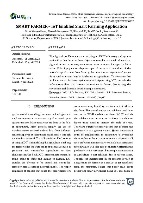 Pdf Smart Farmer Iot Enabled Smart Farming Application