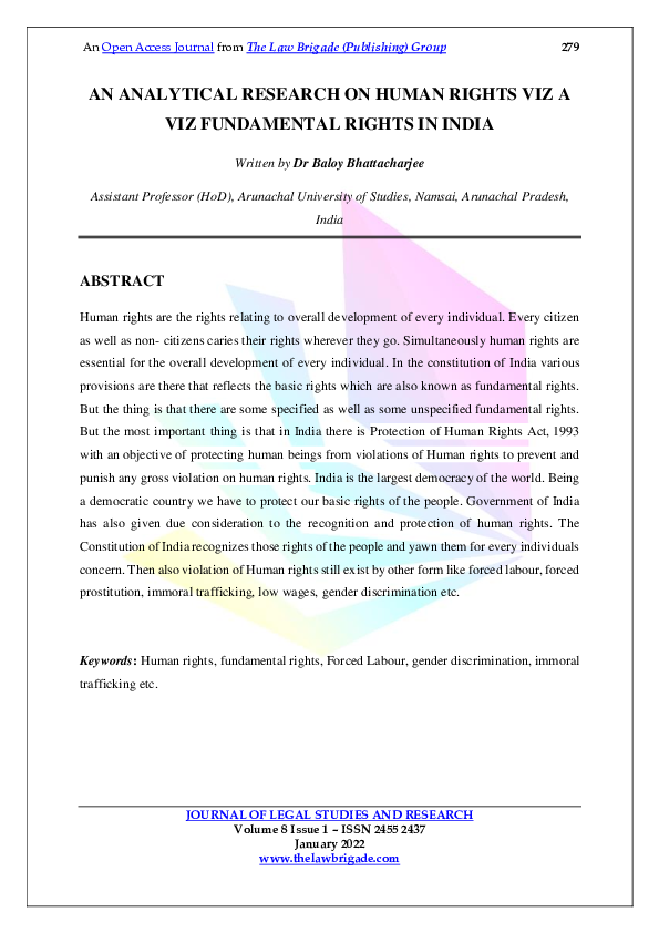 (PDF) An Analytical Research on Human Rights viz a viz Fundamental ...