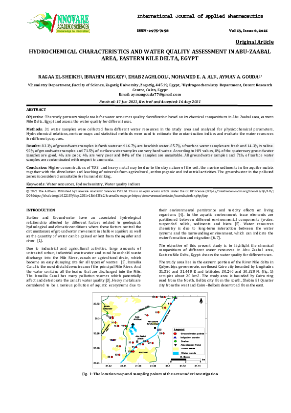 (PDF) HYDROCHEMICAL CHARACTERISTICS AND WATER QUALITY ASSESSMENT IN ABU ...