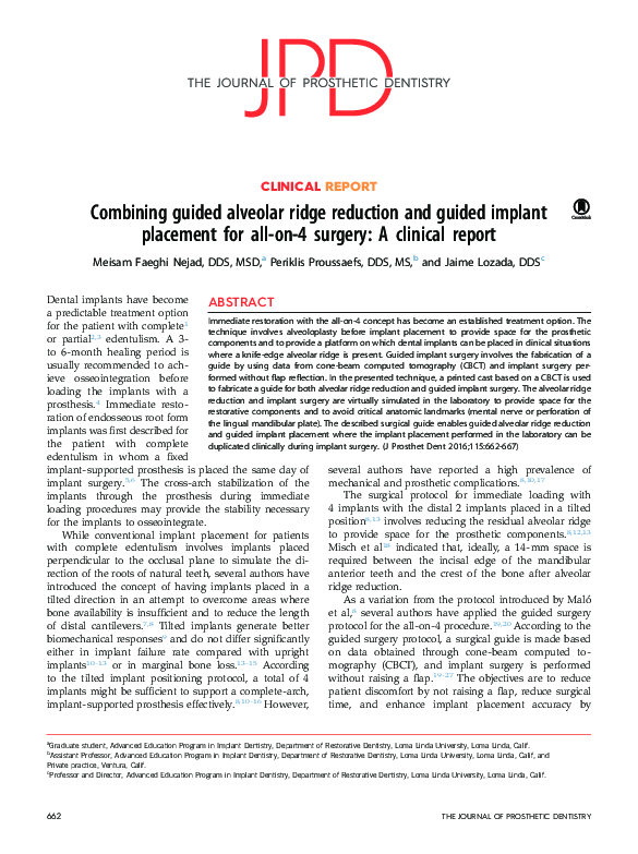(PDF) Combining guided alveolar ridge reduction and guided implant ...