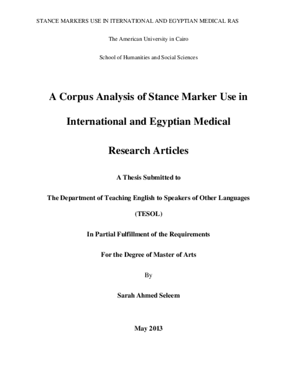 (PDF) A corpus analysis of stance marker use in international and ...