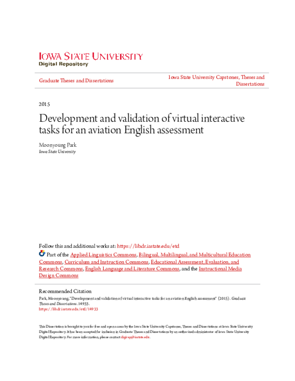 (PDF) Development and validation of virtual interactive tasks for an ...