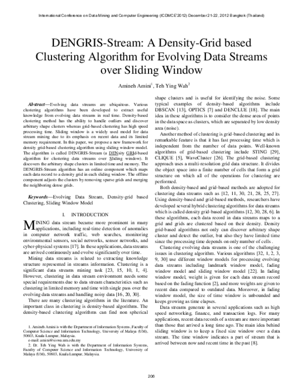 (PDF) DENGRIS-Stream: A Density-Grid based Clustering Algorithm for ...