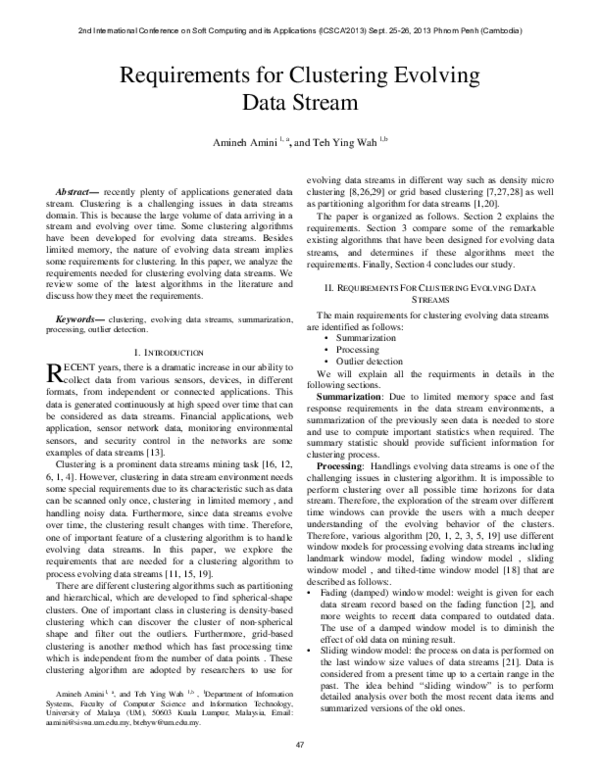 (PDF) Requirements for Clustering Evolving Data Stream
