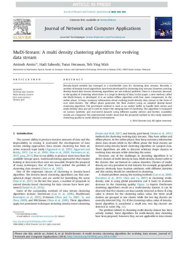 (PDF) MuDi-Stream: A multi density clustering algorithm for evolving ...