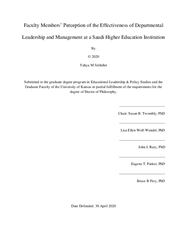 (PDF) Faculty Members’ Perception of the Effectiveness of Departmental ...