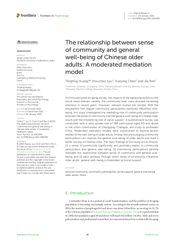 (PDF) The relationship between sense of community and general well ...