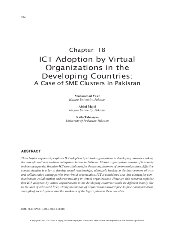 (PDF) ICT Adoption by Virtual Organizations in the Developing Countries