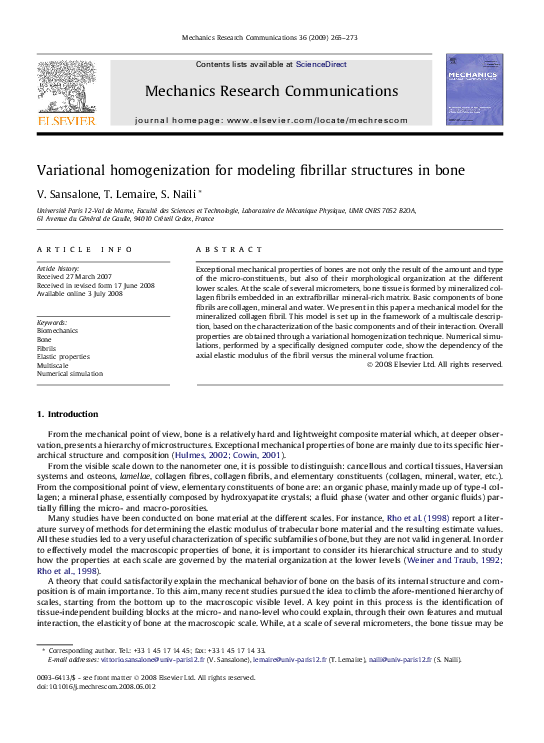 (PDF) Variational homogenization for modeling fibrillar structures in bone