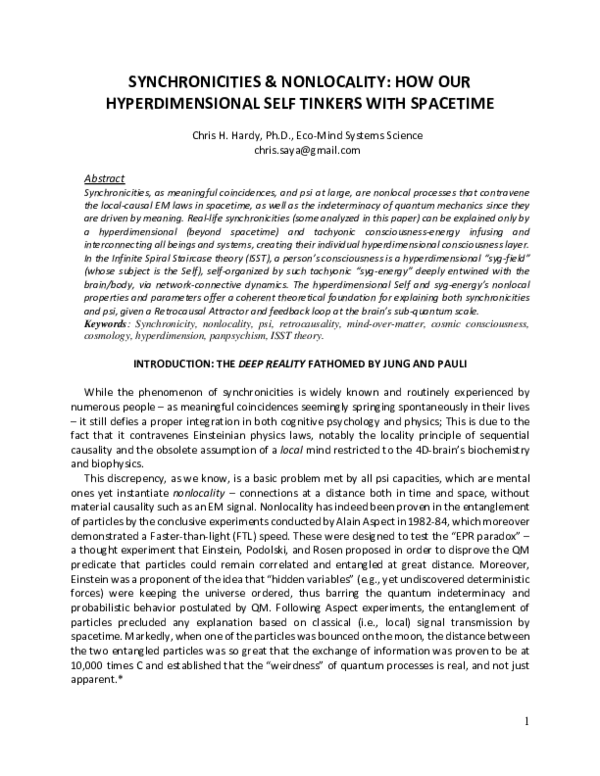 (PDF) (2023) SYNCHRONICITIES & NONLOCALITY: HOW OUR HYPERDIMENSIONAL ...