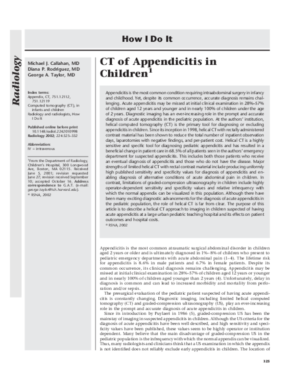 (PDF) CT of Appendicitis in Children