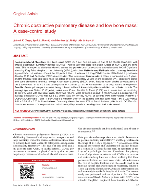(PDF) Chronic obstructive pulmonary disease and low bone mass: A case ...