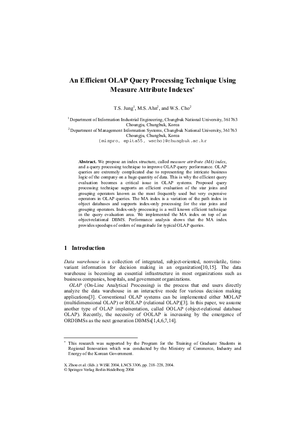 (PDF) An Efficient OLAP Query Processing Technique Using Measure ...
