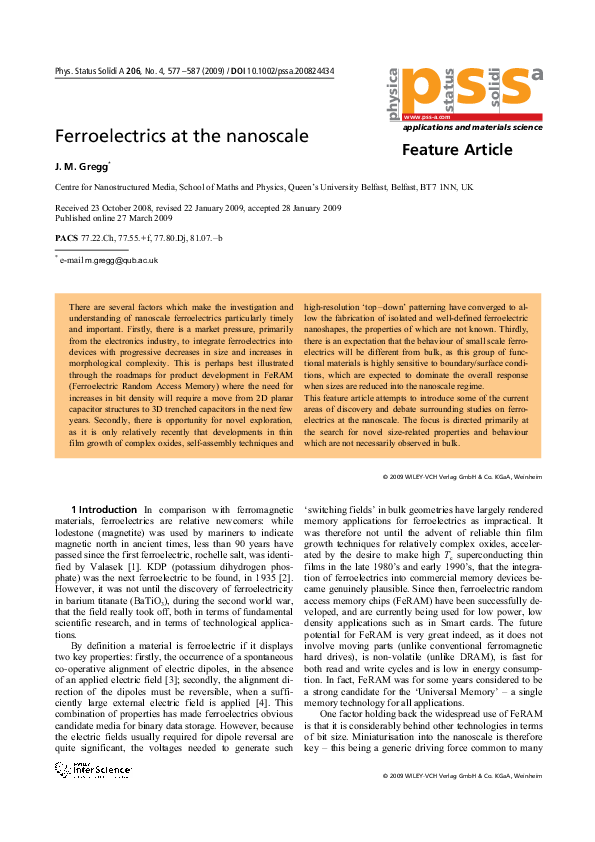 (PDF) Ferroelectrics at the nanoscale