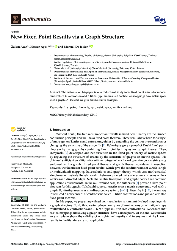 (PDF) New Fixed Point Results via a Graph Structure