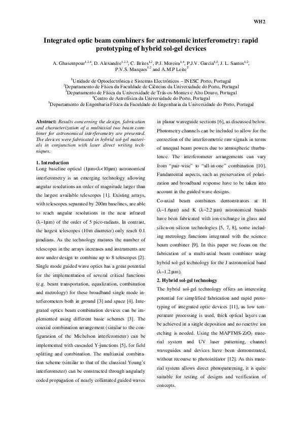 (PDF) Integrated optic beam combiners for astronomic interferometry ...