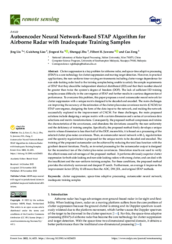 (PDF) Autoencoder Neural Network-Based STAP Algorithm for Airborne ...