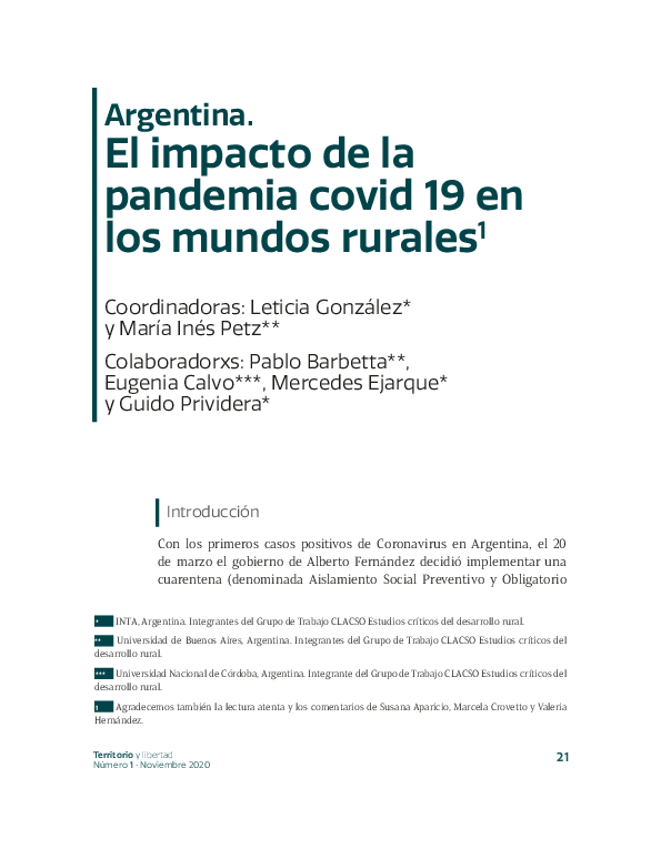 (PDF) Argentina: El impacto de la pandemia covid 19 en los mundos ...
