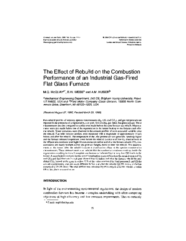 (PDF) The Effect of Rebuild on the Combustion Performance of an
