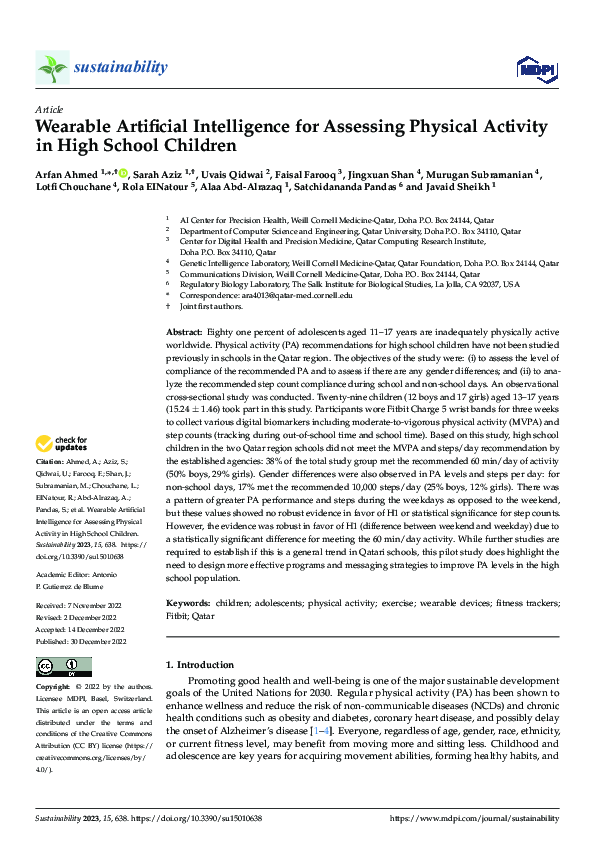 (PDF) Wearable Artificial Intelligence for Assessing Physical Activity ...
