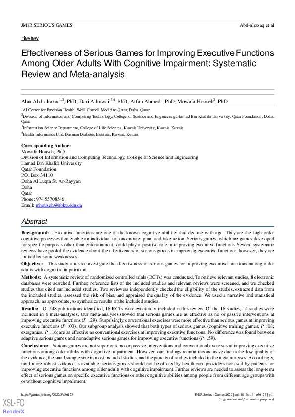 (PDF) Effectiveness of Serious Games for Improving Executive Functions ...